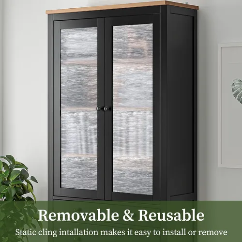 Miniatura 6 de Película de privacidad de agua transparente, no adhesiva, calcomanía decorativa, película de vidrio translúcido para ventana y puerta, anti-UV, 17.3