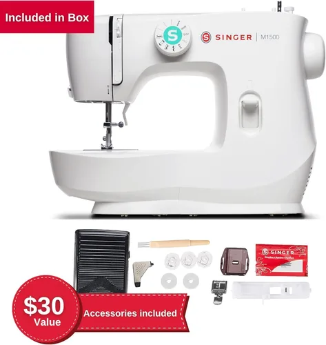 Miniatura 2 de SINGER M1500 Máquina de coser ligera y portátil con kit de accesorios 57 aplicaciones de puntada, luz LED y pespunte de 4 pasos Ideal