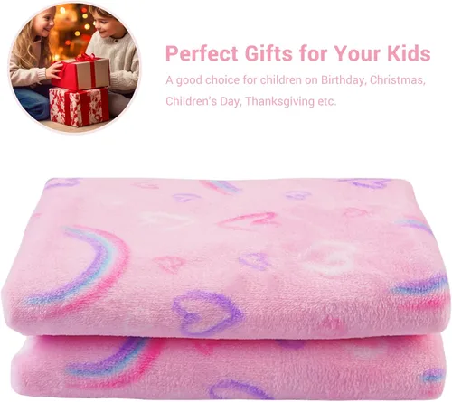 Miniatura 6 de Viviland Manta de Tiro con Estampado de Arcoíris para Niños y Niñas, Forro Polar de Felpa Cálido y Ligero para Sofá, Silla, Sillón, Cama, 30" x 40