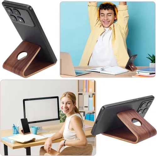 Miniatura 5 de Soporte para teléfono celular de madera de nogal de 2.95 pulgadas, soporte para teléfono inteligente, soporte de escritorio, soporte para teléfono