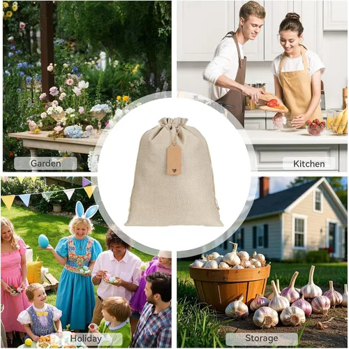Miniatura 6 de Tapleap Bolsas de arpillera con cordón – 10 bolsas de recuerdo originales de 12 x 16 pulgadas para envolver regalos, panes, vino, para graduación
