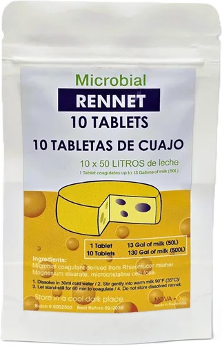 Miniatura 2 de Tabletas de cuajo (paquete de 10 tabletas más 1 tableta gratis = total 11 comprimidos) Use 1 tableta para coagular hasta 13 galones de leche
