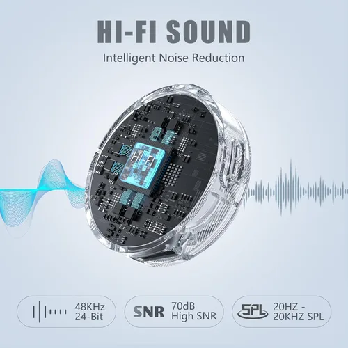 Miniatura 4 de LIANGSTAR Micrófono Lavalier inalámbrico para iPhone/Android, mini micrófono con estuche de carga con cancelación de ruido, duración de la batería