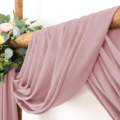Miniatura 2 de LINXTAR Tela de Cortinaje para Arco de Boda 2 Paneles 30'' x 18FT Rosa Empolvado Gasa Chiffon Transparente Cortinaje de Arco para Cabina de Fotos