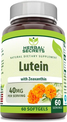 Herbal Secrets Suplemento de luteína con zeaxantina | 40 mg por porción | 60 cápsulas blandas | Sin OMG | Sin gluten | Fabricado en Estados Unidos