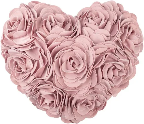 JWH - Funda de cojín para el día de San Valentín con forma de corazón y diseño estético de flores en 3D, funda de cojín de terciopelo, decoración de