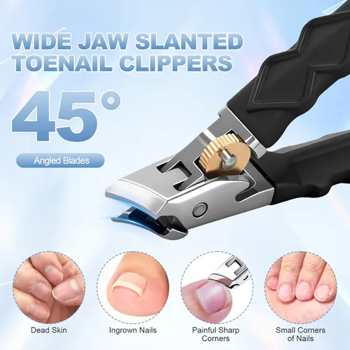 Miniatura 3 de Cortaúñas 6 en 1 para personas mayores con uñas gruesas, juego de cortadores de uñas de apertura ancha resistente con ángulo de 45° para uñas
