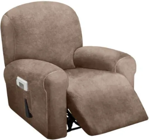Miniatura 13 de ULTICOR Funda reclinable de terciopelo para sofá reclinable de 4 piezas, 1 asiento, fundas elásticas de terciopelo para sofá reclinable de 1 cojín