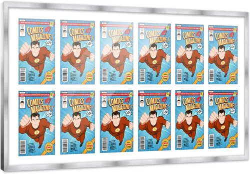 Miniatura 47 de Poster Palooza Marco de cómic con paspartú para 1 cómic de la Edad de Bronce publicado entre 1970 y 1985, marco de cómic negro para cómic de 7.25 x
