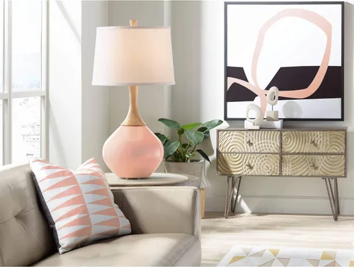 Miniatura 4 de Color + Plus Wexler 31" White Shade Mellow Coral Pink Table Lamp