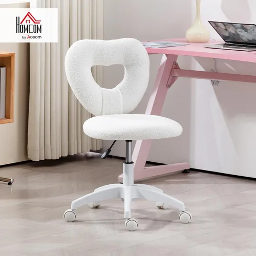 Miniatura 2 de HOMCOM Linda silla de escritorio para oficina en casa sin brazos, silla de trabajo de computadora de altura ajustable, moderna silla de tocador
