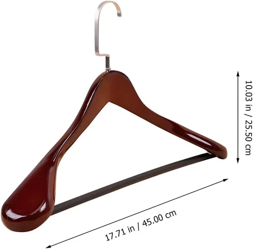 Miniatura 2 de Hemoton Perchas de madera con hombros anchos, perchas de madera con acabado liso para armario, perchas resistentes de madera maciza para ropa