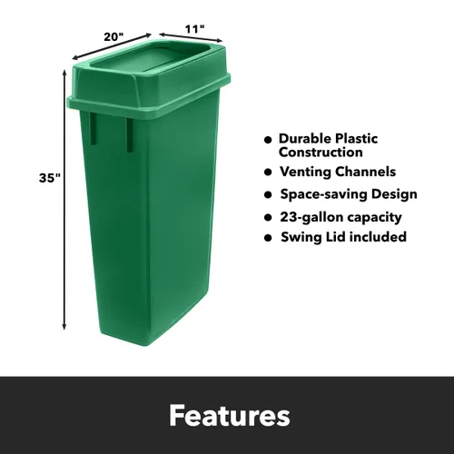 Miniatura 3 de Cubo de basura rectangular de plástico negro de 16 galones, perfecto para cocina, oficina