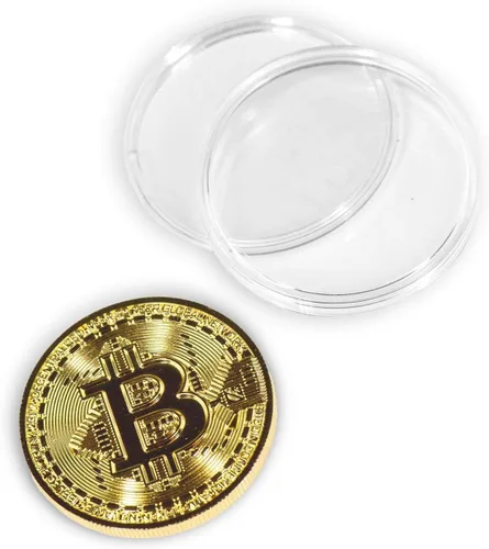 Miniatura 2 de Recuerdo de moneda Bitcoin con monedero, colección física de Bitcoin, Bitcoin chapado en oro para conmemoración, moneda criptográfica BTC