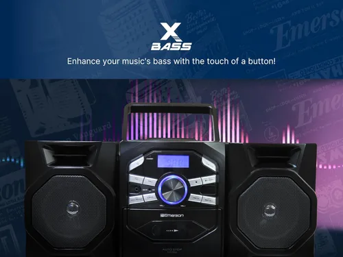 Miniatura 7 de Emerson Reproductor de CD portátil Boombox con reproductor de cassette, grabadora de cinta, radio AM/FM, entrada AUX, altavoces desmontables