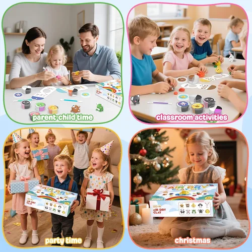 Miniatura 7 de Kit de arcilla de secado al aire para niños, arcilla para modelar para niños, modelo de arcilla mágica, no pegajosa, suave y ultraligera