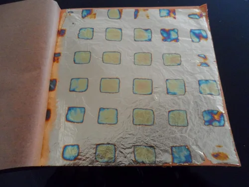 JINRUISI Folleto de hoja de oro abigarrado, 50 hojas, colorido, imitación de oro, hoja dorada, arte decorativo (bloque cuadrado dorado)