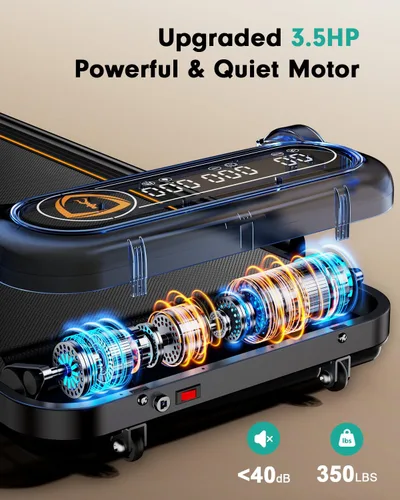 Miniatura 5 de Folding Walking Pad with 15% Incline/RGB Light/Dual Screen Display, 3.5HP Treadmills for Home, Portable Walking Pad Treadmill with Handle Bar and 4