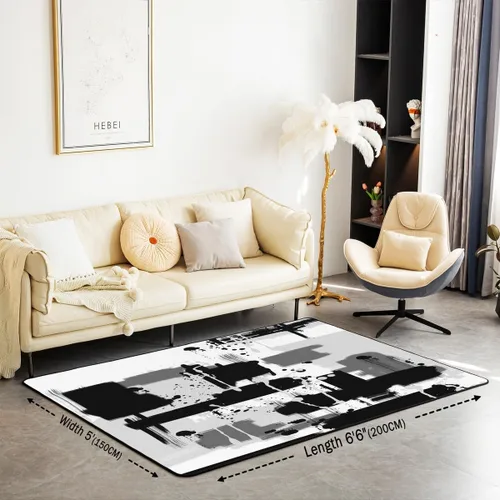 Miniatura 2 de Feelyou Tapete de interior de arte abstracto para niños y niñas, alfombra geométrica de 3 x 5 pulgadas, ultra suave, retro, circular, geométrica