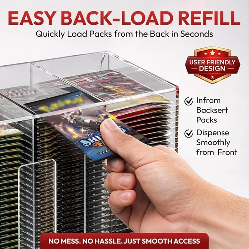 Miniatura 6 de Collector's First Pick Dispensador de 6 ranuras con base transparente – Se adapta a 240 paquetes de refuerzo de tarjetas coleccionables – Compatible