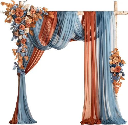 Miniatura 18 de Ling's moment Kit de flores de arco de boda con cortinas transparentes, arreglos florales artificiales de primavera de rosas verdes para telón