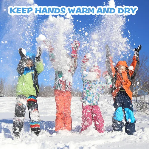 Miniatura 4 de ihuan Guantes de esquí impermeables de invierno para niños, para snowboard, pantalla táctil, guantes de ciclismo para niños y niñas como relleno