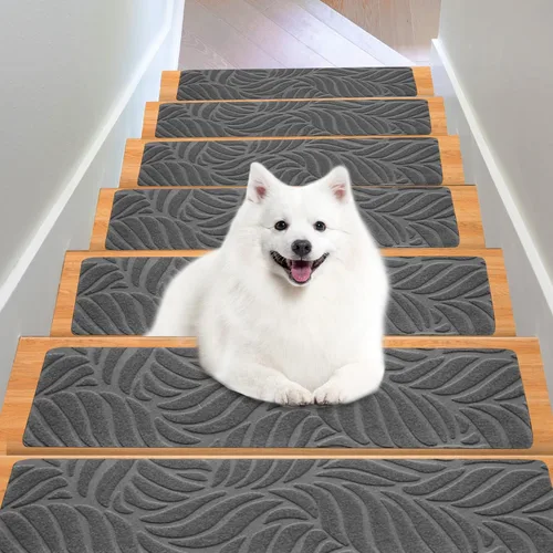 Alfombras para peldaños de madera - Cinta antideslizante para alfombra de escaleras, pelar y pegar con cinta adhesiva doble, juego de 15 hojas -