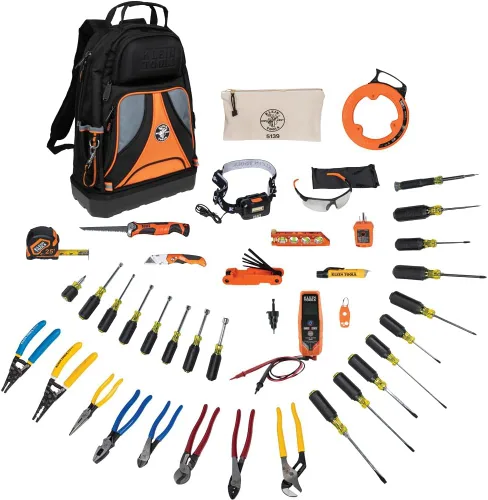 Klein Tools El kit de herramientas manuales 80141 incluye alicates, destornilladores, destornilladores, destornilladores, mochila y más herramientas