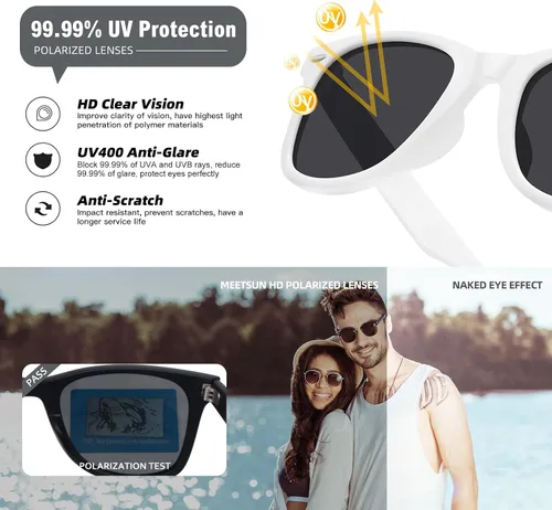 Miniatura 49 de MEETSUN Polarized Sunglasses for Women Men Classic Retro Square Frame Driving Sun Glasses UV Protection