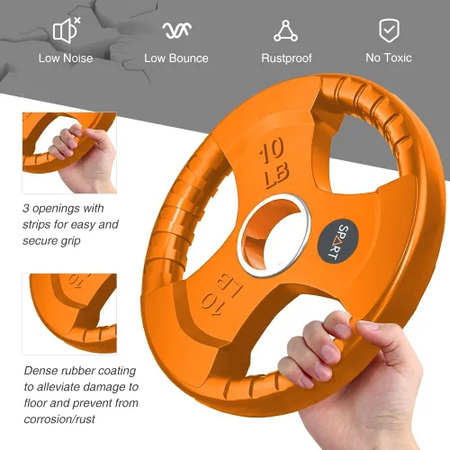 Miniatura 3 de SPART Placas de Peso Olímpico de 2 Pulgadas con Recubrimiento de Goma de Color en Pares o Individual para Entrenamiento de Fuerza, Levantamiento