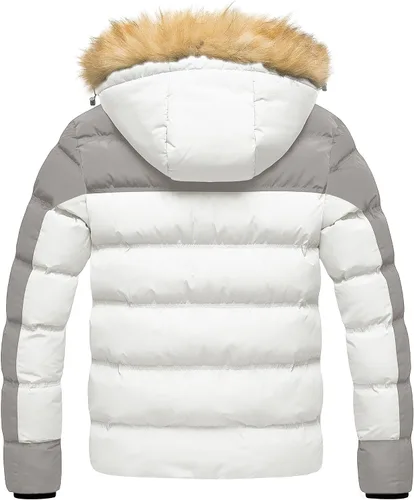 Miniatura 2 de Pursky Chaqueta de plumón impermeable para hombre, abrigos de invierno con capucha de piel para esquiar, parka con capucha de piel