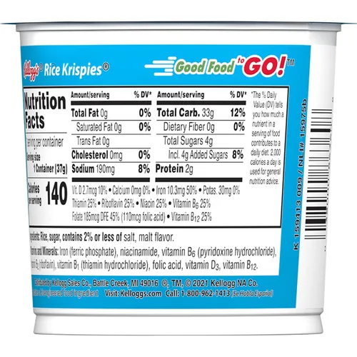 Miniatura 3 de Kellogg's Rice Krispies - Vasos de cereales para desayuno, aperitivos para niños, taza de cereales para llevar, original, caja de 15.6 onzas