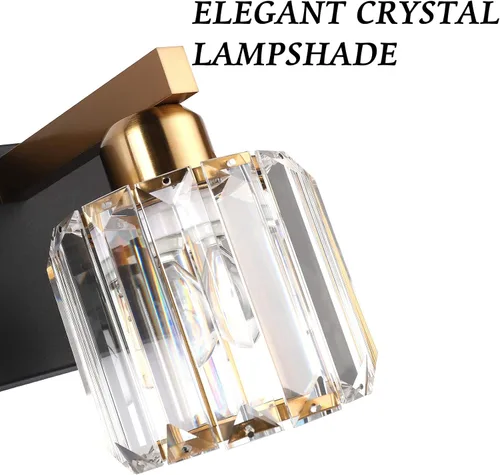 Miniatura 2 de Aipsun Lámpara de tocador de baño de cristal, accesorios de iluminación negra, 5 luces, luz de tocador de cristal para baño (excluye bombilla)