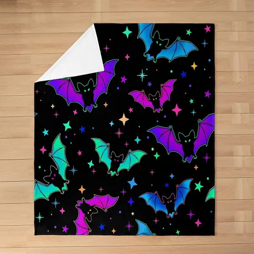 Miniatura 5 de Erosebridal Manta de murciélago de Halloween de 30 x 40 pulgadas, para todas las estaciones, con estrellas y galaxias, para niños, decoraciones