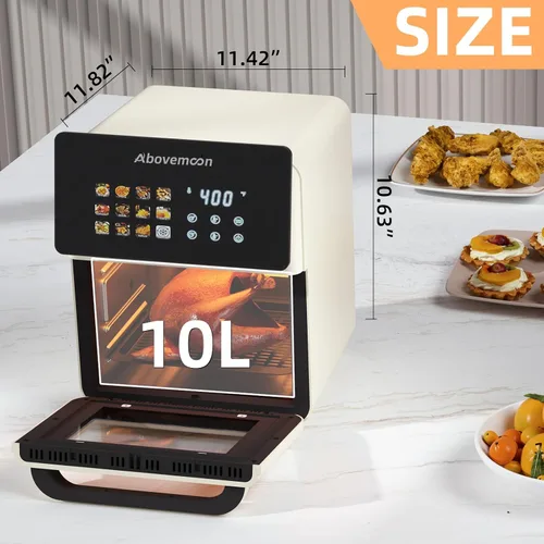 Miniatura 4 de Horno freidora de aire grande Xl Pro de 10 litros con parrilla para uso en encimera de cocina, hornos de convección inteligentes 12 en 1, freidora