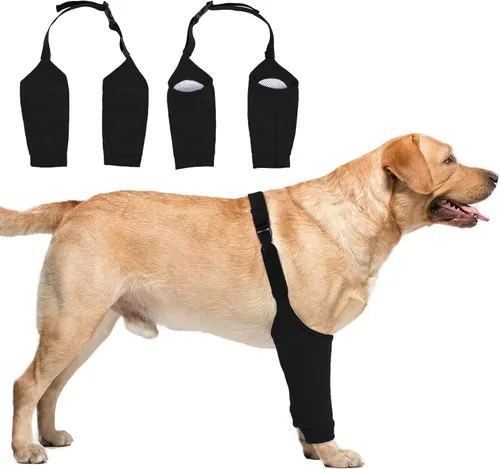 Traje de recuperación para perros para piernas delanteras, mangas de recuperación para perros después de una cirugía con banda elástica, coderas