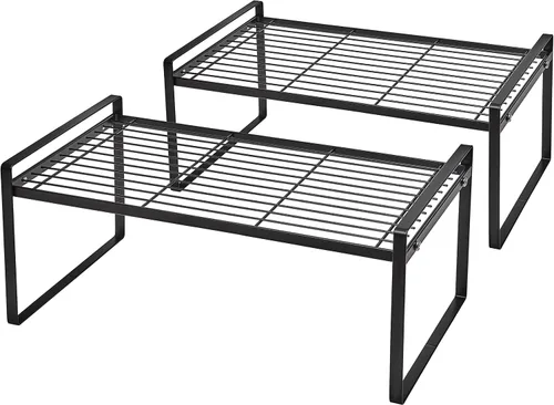 Miniatura 20 de Shantton Paquete de 2 estantes de gabinete de cocina, estante organizador de despensa, baño, dormitorio, oficina, mesa, escritorio, ahorro