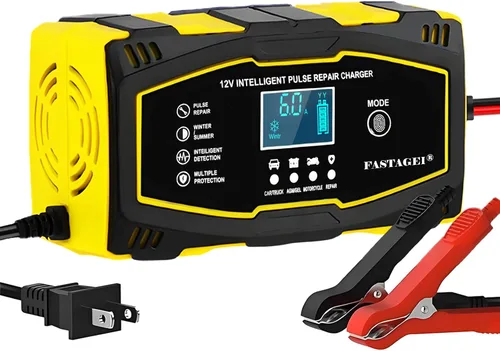 Cargador de batería de 6 amperios, cargador de batería portátil de plomo de 12 V 6 A, cargador de batería de 4 etapas, mantenimiento de batería
