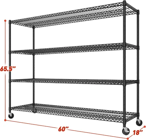 Miniatura 3 de REIBII Estantes de almacenamiento de 60" de ancho 2399LBS con ruedas Estantería de alambre para garaje Estantes de metal resistentes