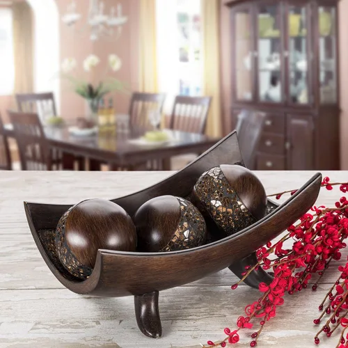 Miniatura 3 de Creative Scents Schonwerk - Orbes decorativos de nogal marrón para cuencos y rellenos de jarrones (juego de 3) bolas de resina para sala, comedor