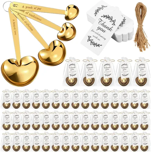 Miniatura 11 de Umigy Juego de 30 cucharas medidoras en forma de corazón, cucharas de té, regalos de boda, baby shower, para invitados, juego de bolsa de organza