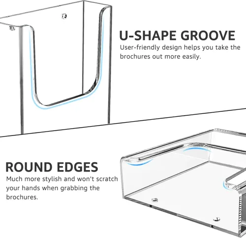 Miniatura 3 de MaxGear Soporte para folletos de acrílico de 4 x 9 pulgadas, soporte para folletos y folletos, organizador de plástico transparente para folletos
