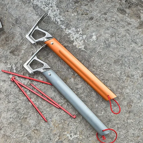 Miniatura 6 de Martillo de camping, martillo de campamento multifunción, martillo de estaca para tienda de campaña al aire libre, con mango de aluminio para Gris