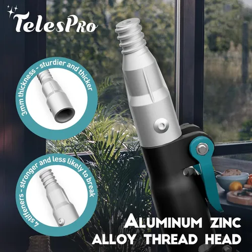 Miniatura 7 de TelesPro Escobilla de ventana de alto alcance de 20 pies con poste de extensión de 5 a 12 pies, herramienta de limpieza de ventanas con poste