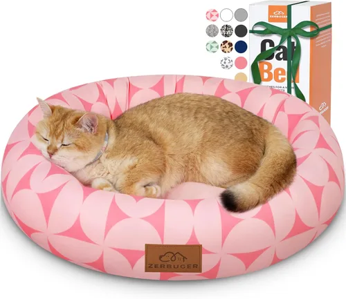 Miniatura 23 de Zerbuger Camas lavables de 20 pulgadas para gatos de interior, cama redonda en forma de dona para mascotas, para gatos, perros pequeños, cachorros