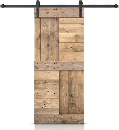 Miniatura 46 de TMS Serie N - Puerta corrediza interior de madera de pino anudada con kit de herrajes deslizantes (32 x 84 pulgadas, blanco)
