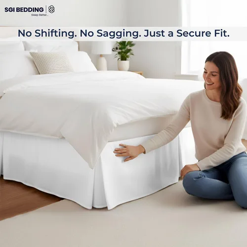 Miniatura 6 de Falda para cama de algodón egipcio de 550 hilos con caída de 12 pulgadas para cama tamaño Alaskan King (108 x 108 pulgadas), color Moss (musgo), 1