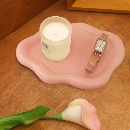 Miniatura 11 de CCINPPY Bandeja de cerámica para joyas y baratijas, bandeja decorativa en forma de nube para llaves para mujeres, plato porta anillos, plato bonito