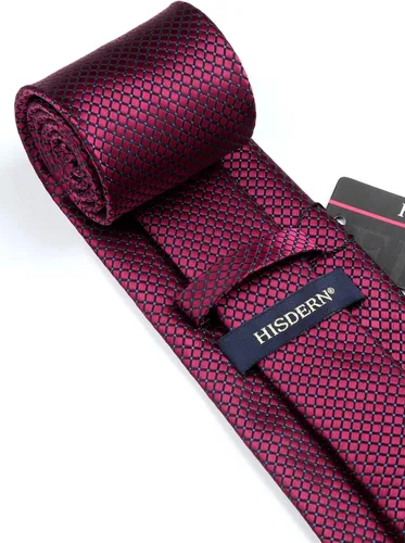 Miniatura 291 de HISDERN Conjunto de corbata a cuadros a cuadros pañuelo tejido clásico formal para hombre corbata y bolsillo cuadrado