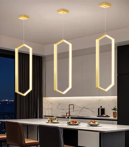 Miniatura 10 de Lámpara colgante regulable de 3 anillos para ajustar mini lámpara LED de techo para cocina, isla, comedor, sala de estar, dormitorio, dorado
